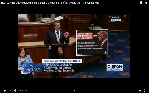 Rep. LaMalfa Underscores the Dangerous Consequences of H.R. 9 and the Paris Agreement